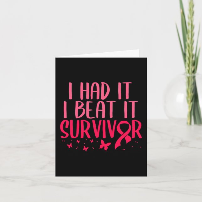 I Had Beat It Survivor Breast Cancer Awareness  Card (Front)