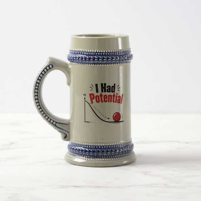 I Had Potential Physics Humor Beer Stein (Left)