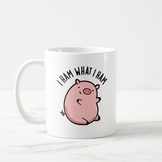 I Ham What I Ham Funny Pig Pun  Coffee Mug (Left)