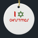 I Hanukkah Christmas green Ceramic Ornament<br><div class="desc">Ornament</div>