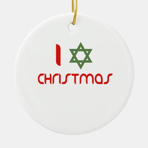 I Hanukkah Christmas green Ceramic Ornament