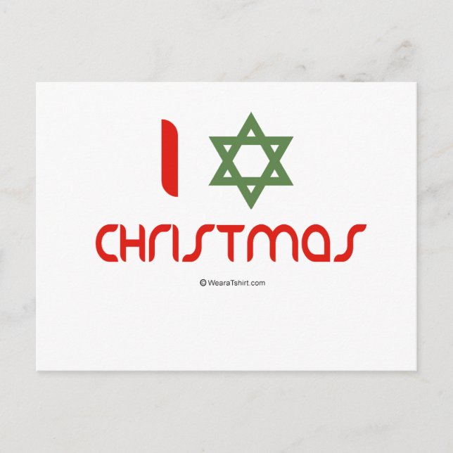 I Hanukkah Christmas green Holiday Postcard (Front)