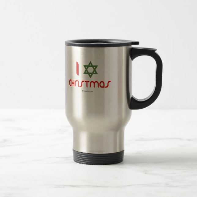 I Hanukkah Christmas green Travel Mug (Right)