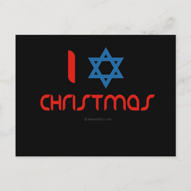 I Hanukkah Christmas Holiday Postcard (Front)
