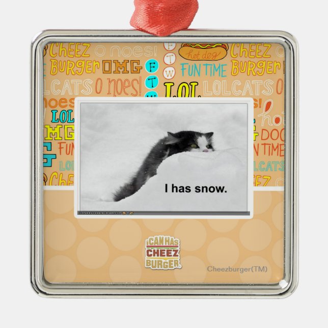 I has snow. metal ornament (Front)