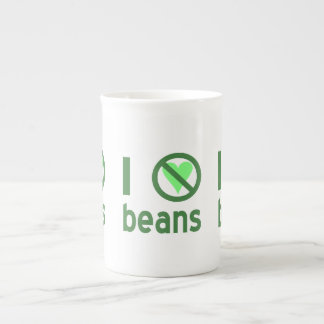 I Hate Beans Green Text Bone China Mug