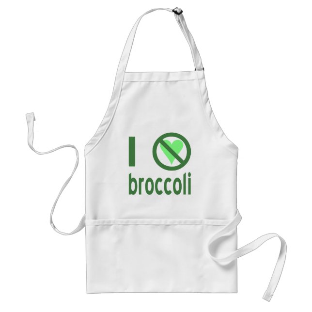 I Hate Broccoli Green Text Adult Apron (Front)