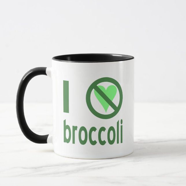 I Hate Broccoli Green Text Mug (Left)