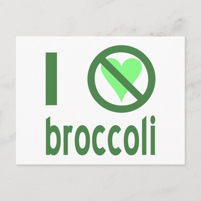 I Hate Broccoli Green Text Postcard (Front)