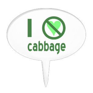 I Hate Cabbage Green Text Cake Topper