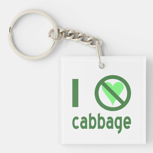 I Hate Cabbage Green Text Keychain (Front)