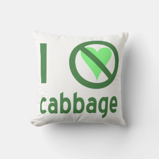 I Hate Cabbage Green Text Throw Pillow