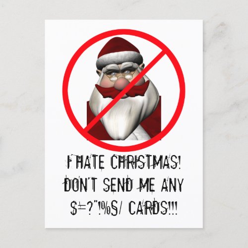 I Hate Christmas Holiday Postcard