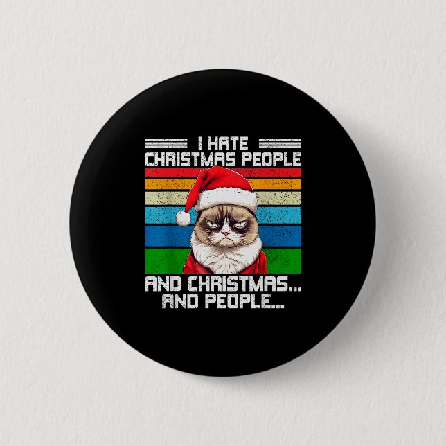 I Hate Christmas Holidays Haters Black Uni-adults  Button (Front)