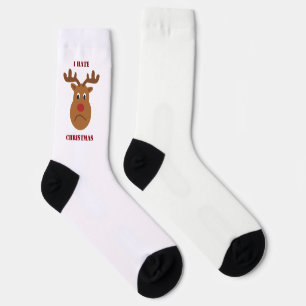 I hate Christmas sad reindeer Postcard Socks