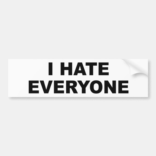 I HATE EVERYONE. BUMPER STICKER (Front)