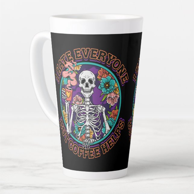 I Hate Everyone Coffee Helps Coffee Lover Gifts  Latte Mug (Left Angle)