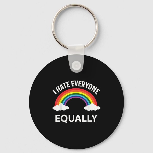 I Hate Everyone Equally Lgbtq Pride Month Flag Rai Keychain (Front)