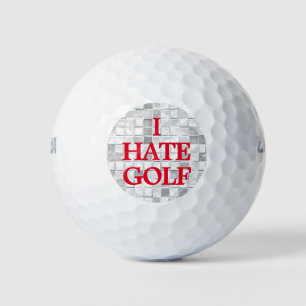I HATE GOLF Funny Quote on White Tile Background Golf Balls