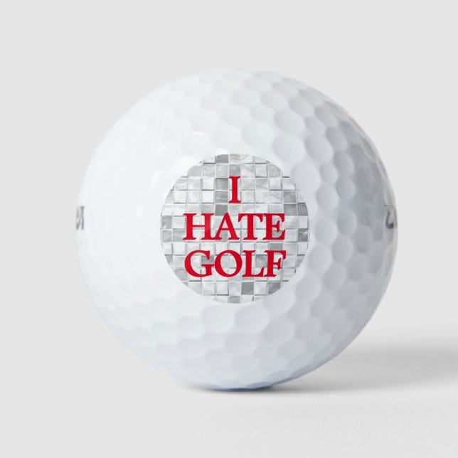 I HATE GOLF Funny Quote on White Tile Background Golf Balls (Front)