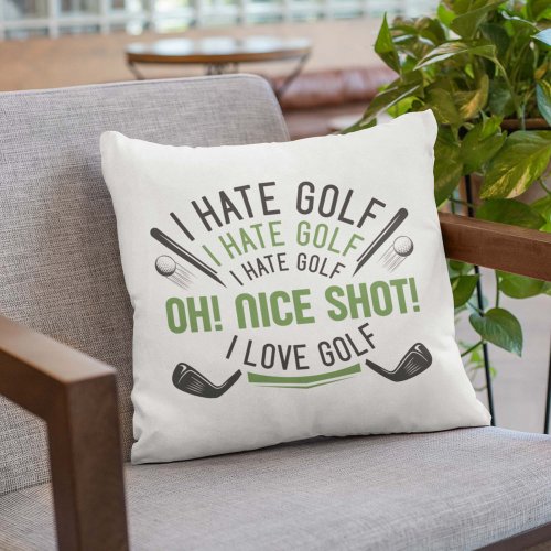 I Hate Golf Throw Pillow