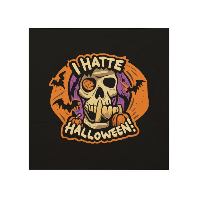 i hate halloween wood wall art (Front)