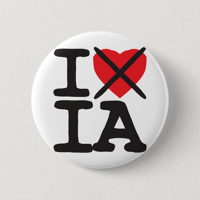 I Hate IA - Iowa Pinback Button (Front)