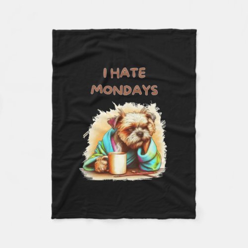 I Hate Mondays Graphic  Fleece Blanket