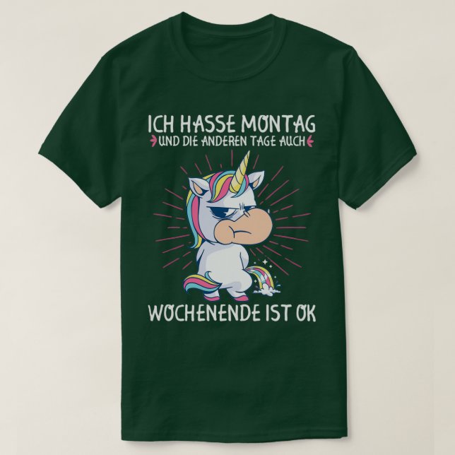 I Hate Mondays Unicorn Unicorn Funny T-Shirt (Design Front)