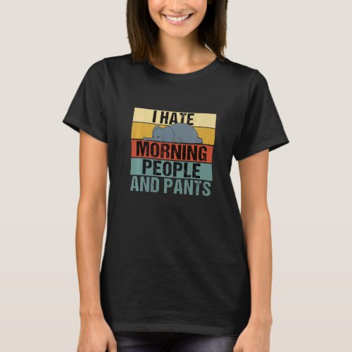 I Hate Morning People And Pants  Elephant Retro T_Shirt