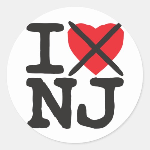 I Hate NJ _ New Jersey Classic Round Sticker