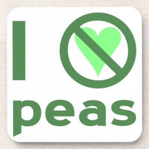 I Hate Peas Green Text Beverage Coaster