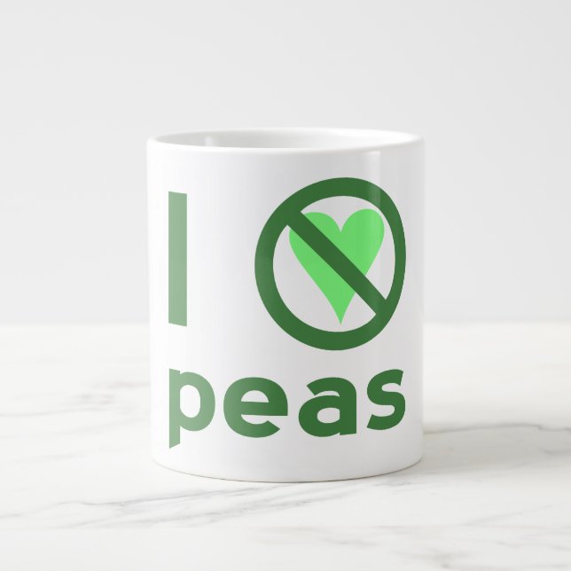 I Hate Peas Green Text Giant Coffee Mug (Front)