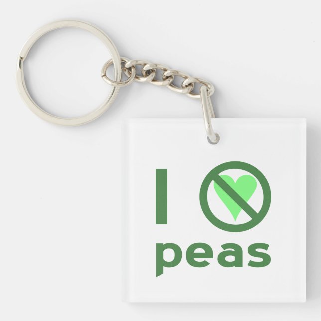 I Hate Peas Green Text Keychain (Front)