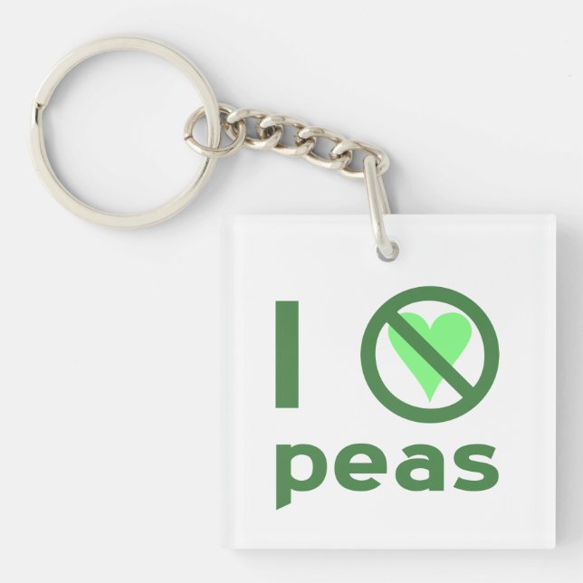 I Hate Peas Green Text Keychain (Front)