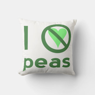 I Hate Peas Green Text Throw Pillow