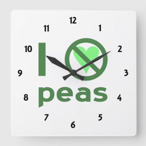 I Hate Peas Square Wall Clock