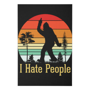 I Hate People Bigfoot Retro Faux Canvas Print