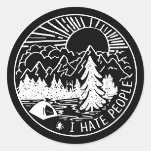 I hate people camp t-shirts classic round sticker