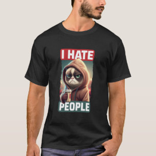 I Hate People Cat Coffee Cat Antisocial Vintage In T-Shirt