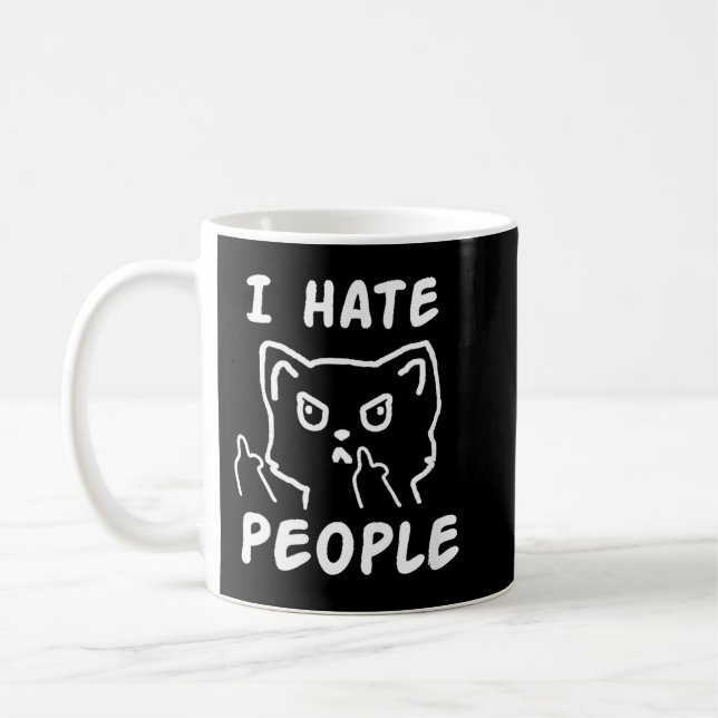 I hate people cat coffee mug (Left)