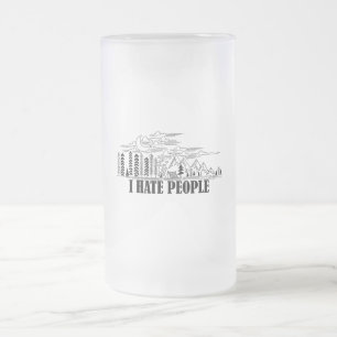 I Hate People Frosted Glass Beer Mug