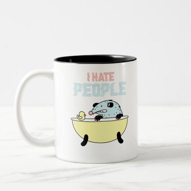 I Hate People Funny Mood Two-Tone Coffee Mug (Left)