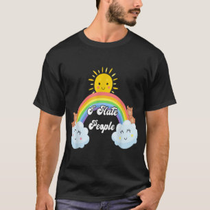 I Hate People Rainbow Printed Graphic Art Funny T-Shirt