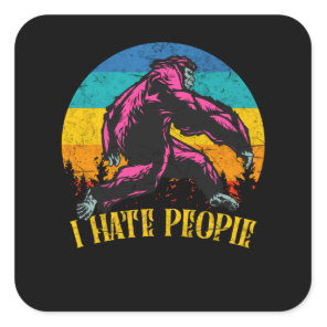 I Hate People Vintage Yeti Bigfoot Gift Square Sticker