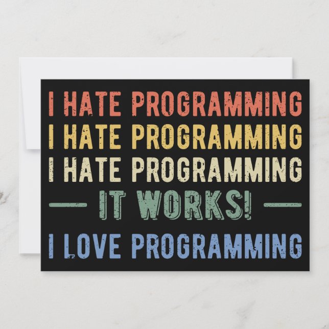 I Hate Programming - Funny Programmer I Invitation (Front)