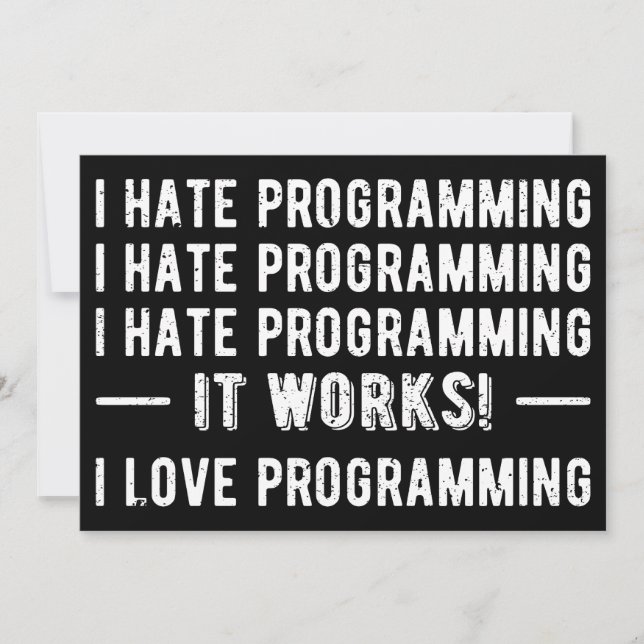 I Hate Programming - Funny Programmer II Invitation (Front)