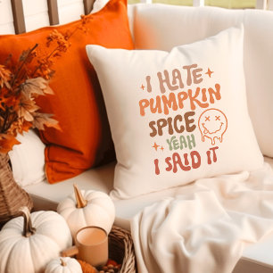 I hate pumpkin spice groovy retro fall autumn throw pillow