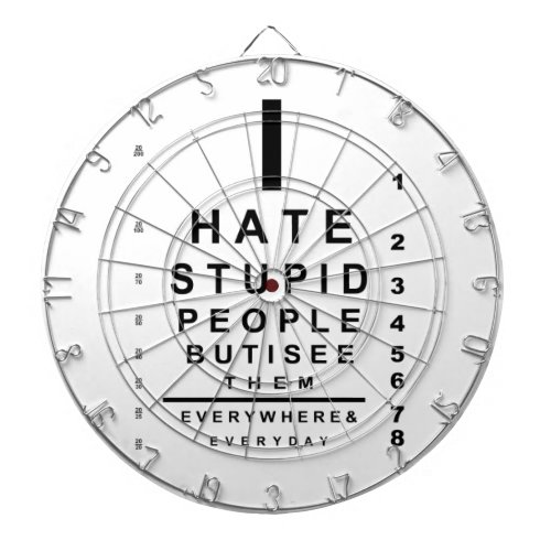 I hate stupid people eye chart dart board