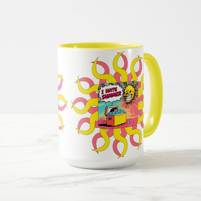 I Hate Summer! Fun Comic-Style Illustration  Mug (Front Right)